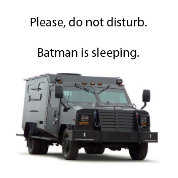 Batman is sleeping.